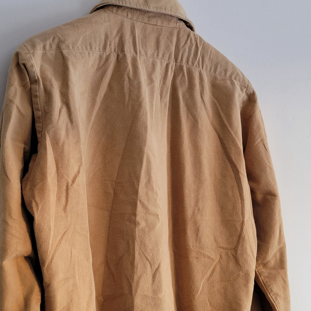 Vintage Five Brothers Shirt Large Tan Chamois Flannel Cotton Button Up 15-M-15.5 - Picture 9 of 11